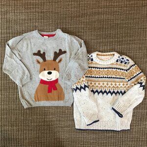 H&M Reindeer Sweater and Cat & Jack Winter Sweater 3T